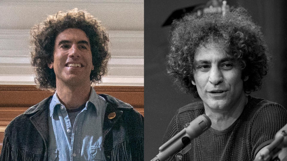 Sacha Baron Cohen is playing activist Abbie Hoffman. (Credit: Niko Tavernise/Netflix/Ron Galella Collection via Getty Images)