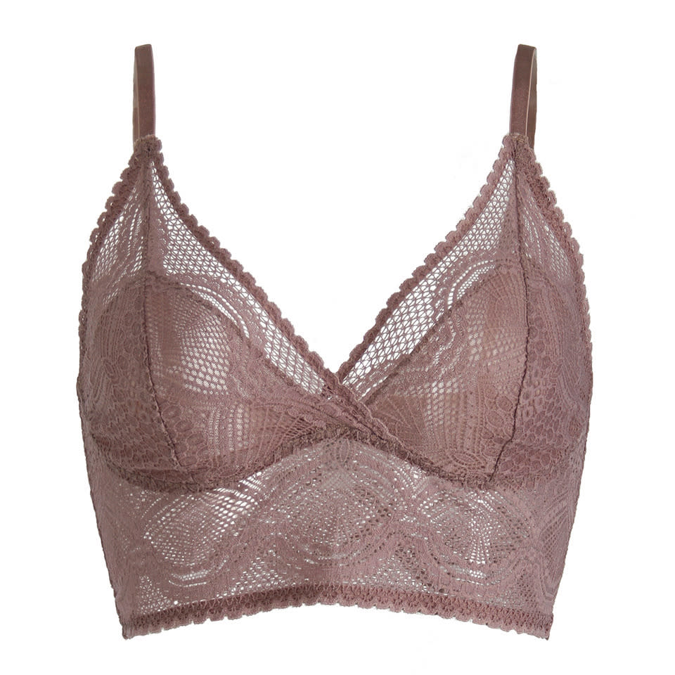 <p>This pretty piece has a generous amount of stretch yet is still supportive enough for larger busts. </p> <p><strong>Buy It!</strong> Bralette, $26; <a href="https://www.felina.com/collections/bralette-wireless/products/finesse-cami-bralette" rel="nofollow noopener" target="_blank" data-ylk="slk:felina.com;elm:context_link;itc:0;sec:content-canvas" class="link ">felina.com</a></p>