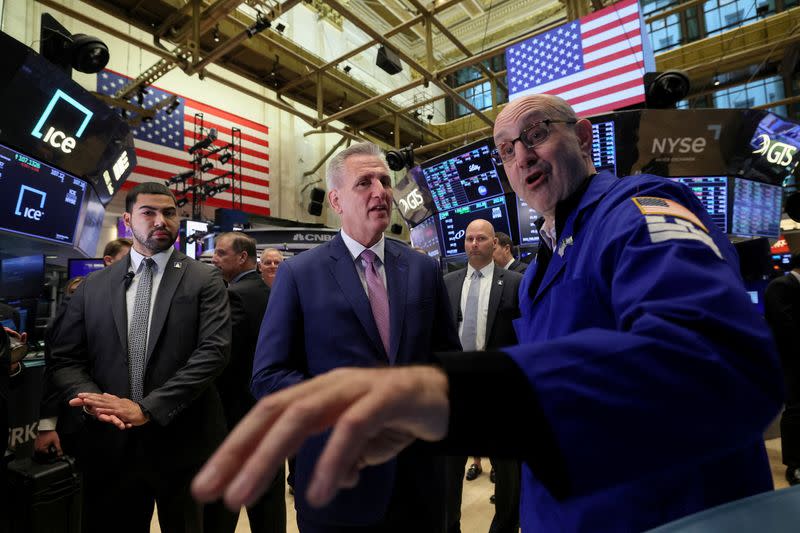 FILE PHOTO: Speaker of the House Kevin McCarthy at the NYSE in New York