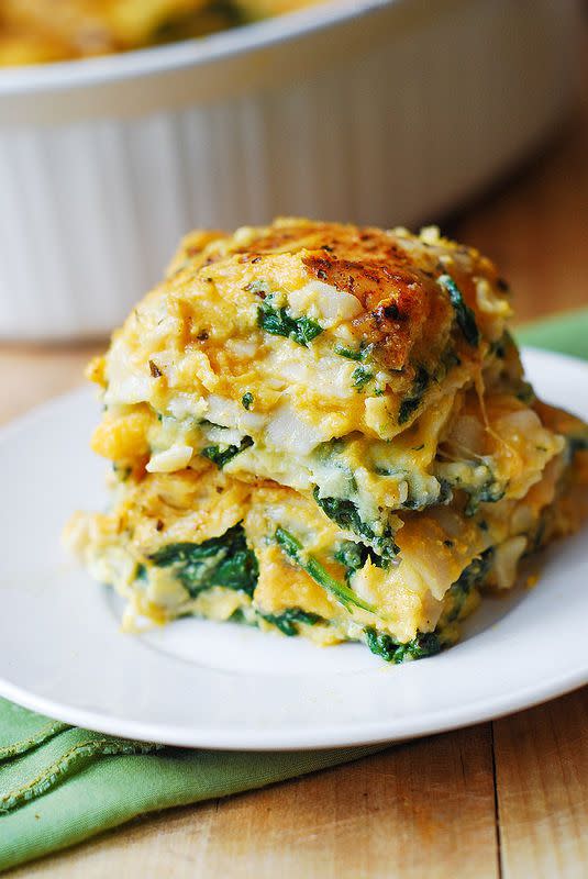 <p>There's nothing in this lasagna to feel bad about.</p><p>Get the recipe from <a rel="nofollow noopener" href="http://juliasalbum.com/2014/11/butternut-squash-and-spinach-lasagna/" target="_blank" data-ylk="slk:Julia's Album;elm:context_link;itc:0;sec:content-canvas" class="link ">Julia's Album</a>.</p>