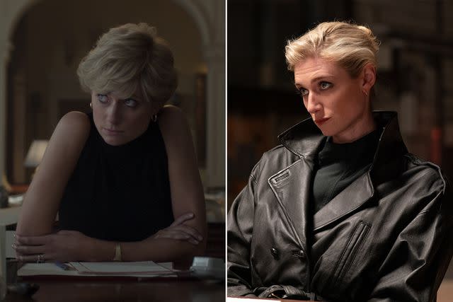 <p>Netflix; A24/Justin Lubin</p> Elizabeth Debicki in 'The Crown' and 'MaXXXine'