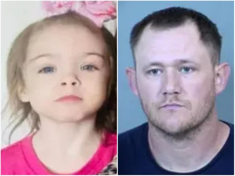 Ivon Adams (right) was arrested after Athena Brownfield, 4, (left) went missing (The National Center for Missing and Exploited Children and the Maricopa County Sheriff's Office)