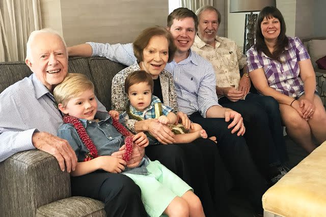 <p>Melissa Montgomery</p> The Carter family visits with one another. From left to right: Jimmy, Charlie, Jonathan, Rosalynn, Josh, Jeff and Sarah Carter