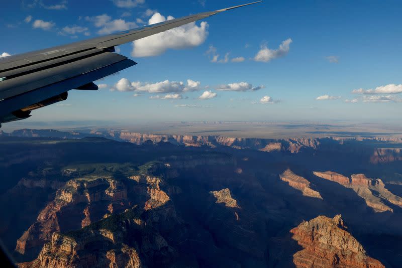 U.S. President Biden flies aboard Air Force One over Grand Canyon, Arizona