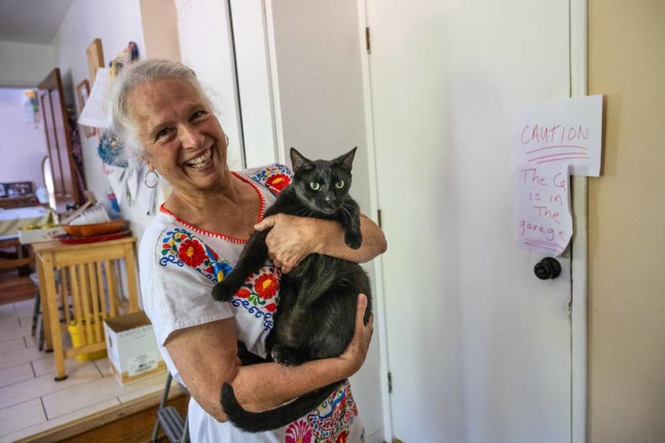 Theresa Conley, 71, said her cat who her family calls Pinot but she refers to as Kitty escaped his cat carrier on the way to the vet and after six months of persistence she got him back in Sacramento on Aug. 24. He had been living with a group of feral cats when she finally trapped him. “He was not happy, but was happy to be home once I got him back here,” said Conley.