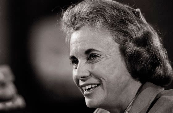 Sandra Day O'Connor testifies before the Senate Judiciary committee during confirmation hearings in 1981 in Washington, D.C. (Photo by David Hume Kennerly/Getty Images)