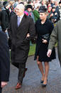 Zara Philips and Mike Tindal linked arms as they made their way into the church. Photo: Getty Images