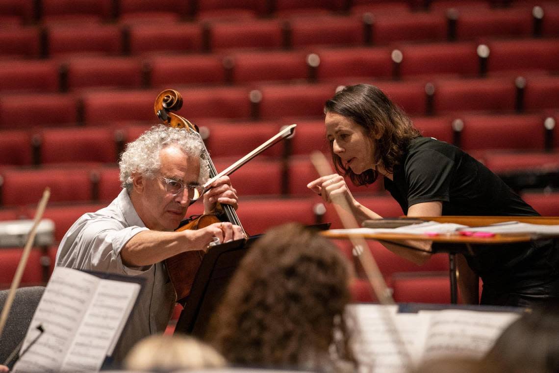 Lexington Philharmonic Conductor Melisse Brunet during rehearsal Wednesday at the Singletary Center. Brunet wasn’t an initial candidate for the job.