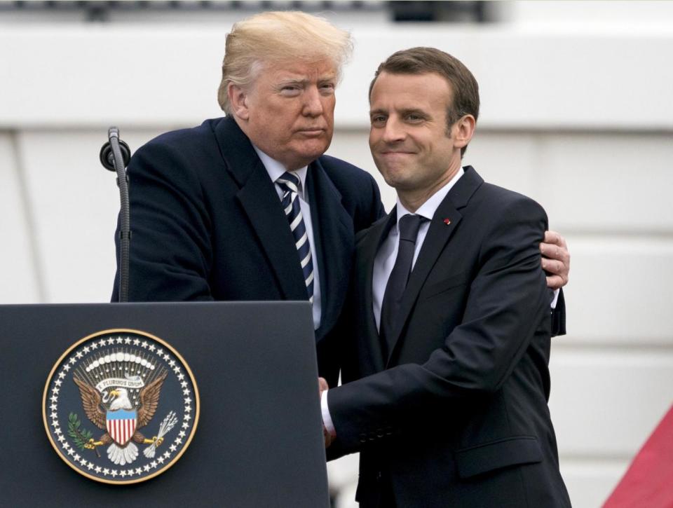 Donald Trump was speaking alongside French President Emmanuel Macron (AP)