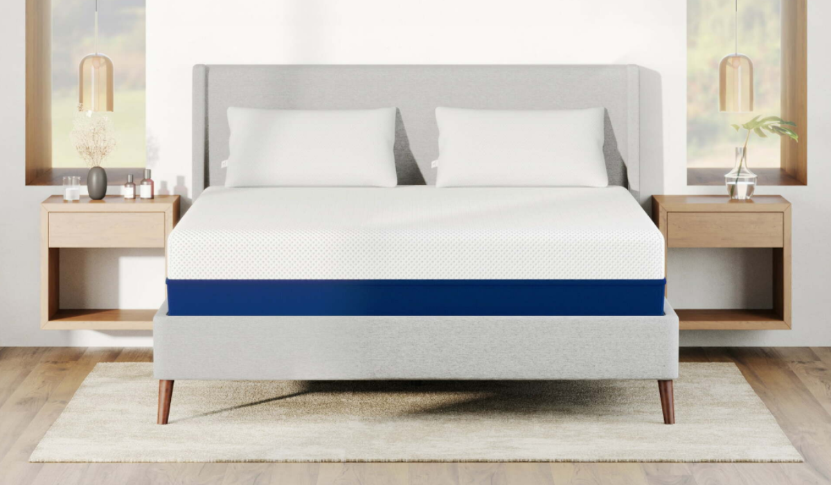 White and blue mattress