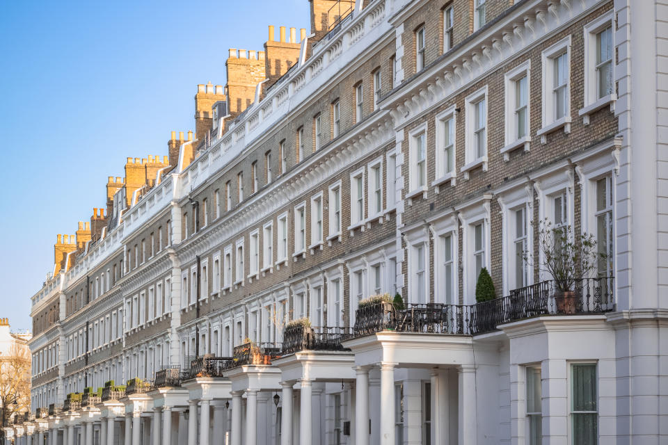 Beautiful terrace houses around Chelsea in London