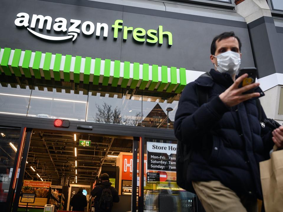 Customers at Amazon Fresh store in Ealing, west London (Getty Images)