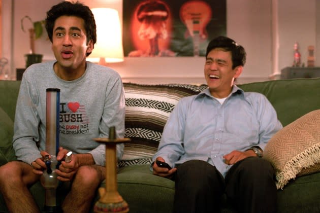 Kal Penn (left) and John Cho in ‘Harold & Kumar Go to White Castle’ - Credit: New Line Cinema/Everett Collection