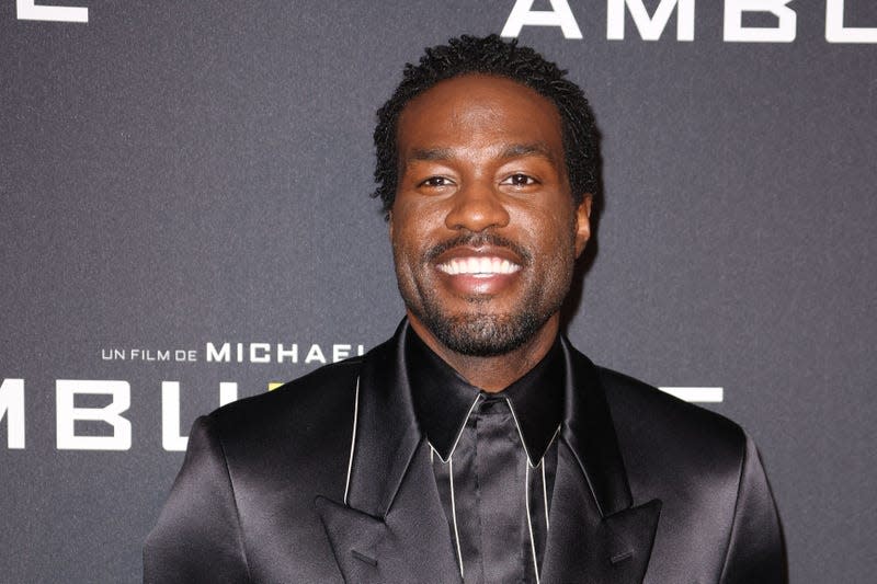 Yahya Abdul-Mateen II poses during a photocall for the premiere of the film “Ambulance” in Paris on April 20, 2022.