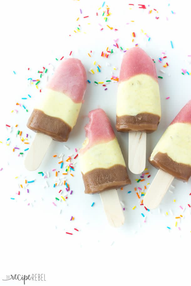 Banana Split Pudding Popsicles