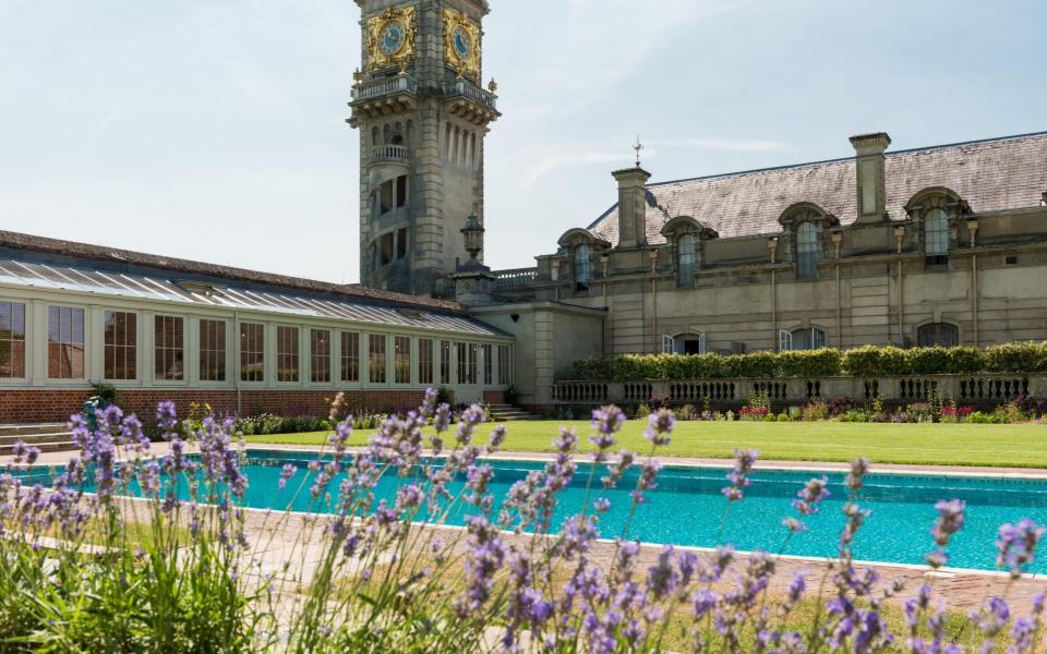 French lavender lines the pool at Cliveden House, Berkshire  - Adam Lynk