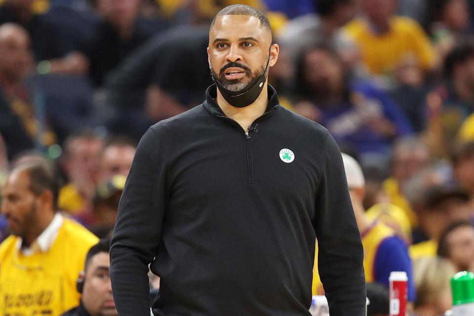 Head coach Ime Udoka of the Boston Celtics looks on during the second quarter against the Golden State Warriors in Game One of the 2022 NBA Finals at Chase Center on June 02, 2022 in San Francisco, California.