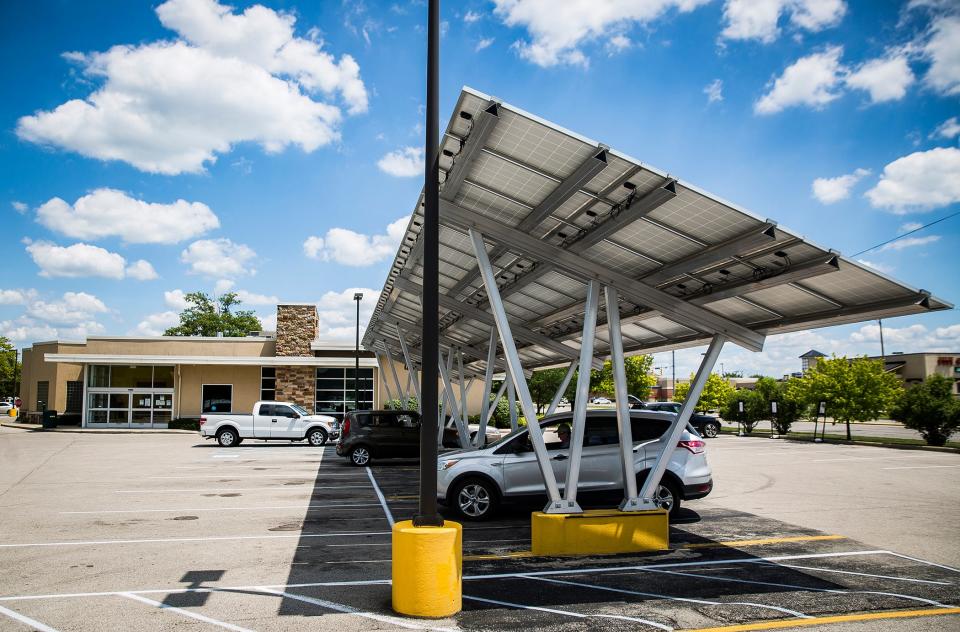 Kennedy Library has solar panels installed in in its parking lot.