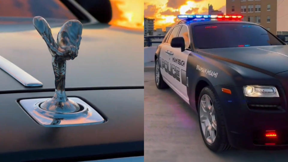 要價810萬新台幣的Rolls-Royce Ghost換上警車塗裝。(圖片來源 / Instagram@miamibeachpd)