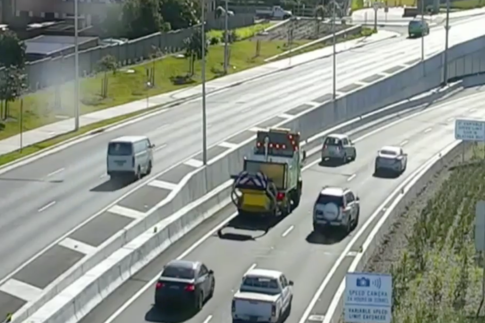 Pictured is a response vehicle arriving at a reversing vehicle at the entrance to the WestConnex tunnel. 
