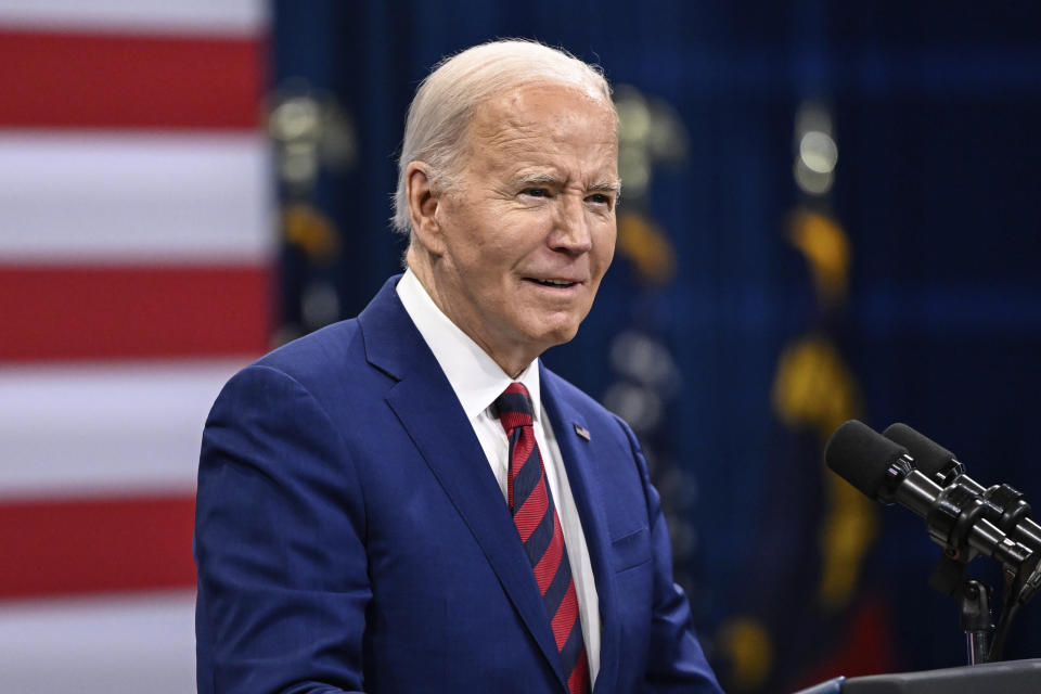 President Joe Biden delivers a speech about healthcare at an event in Raleigh, N.C., Tuesday, March 26, 2024. (AP Photo/Matt Kelley)