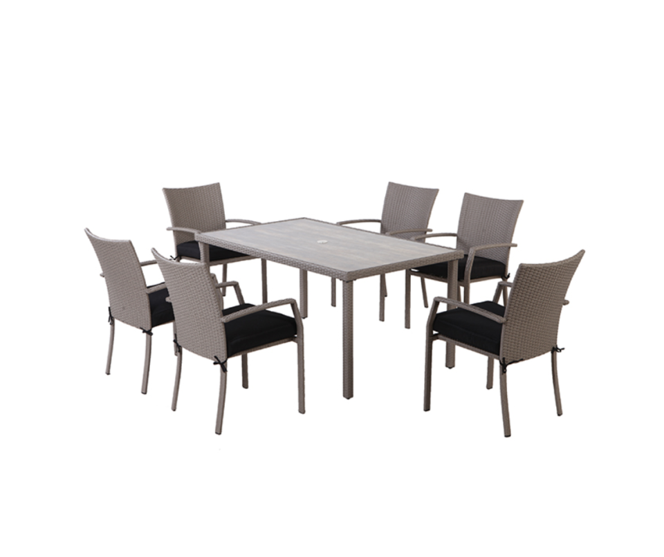 Hampton Patio Dining Set - Grey - 6 Places