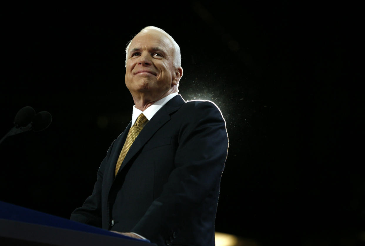 Sen. John McCain, R-Ariz., arrives to accept the Republican presidential nomination at the 2008 Republican National Convention in St. Paul, Minn., on Sept. 4, 2008. (Photo: Shannon Stapleton/Reuters)