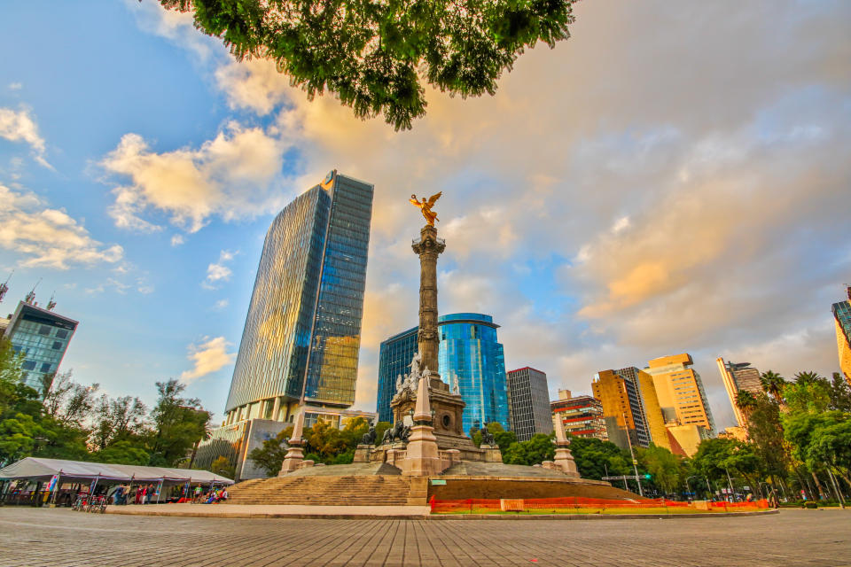 El Ángel de la Independencia, en la Avenida de la Reforma, en Ciudad de México. Foto: Getty Images.