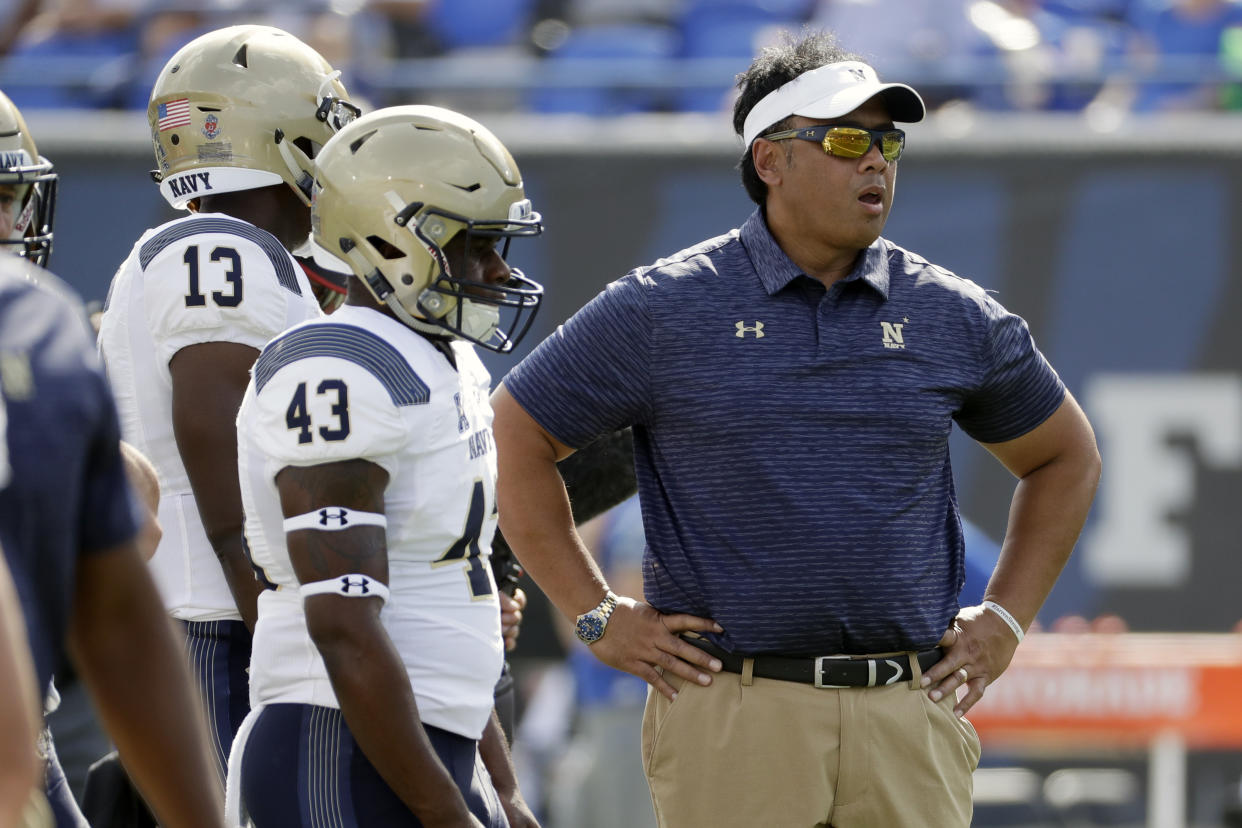 Navy head coach Ken Niumatalolo made a gutsy coaching decision against SMU. (AP Photo/Mark Humphrey, File)