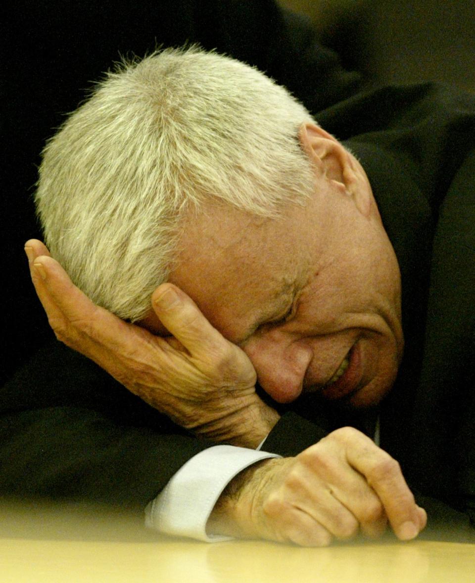 Robert Blake becomes emotional in a Los Angeles courtroom on March 16, 2005, after being acquitted of murder in the fatal shooting of his wife Bonny Lee Bakley.
