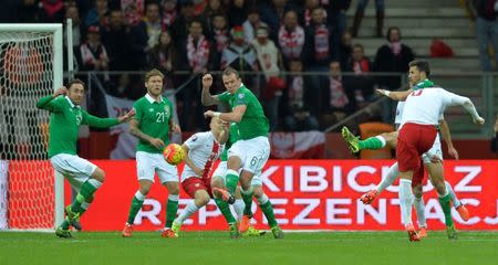 Football - Poland v Republic of Ireland - UEFA Euro 2016 Qualifying Group D - Stadion Narodowy, Warsaw, Poland - 11/10/15 Poland's Grzegorz Krychowiak scores their first goal Action Images via Reuters / Adam Holt