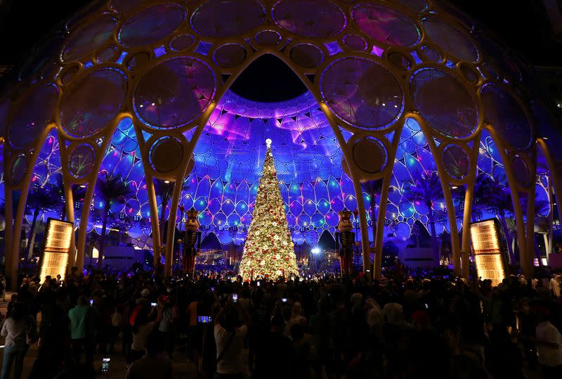 Christmas tree at the official Expo 2020 Christmas Tree Lighting ceremony in Dubai