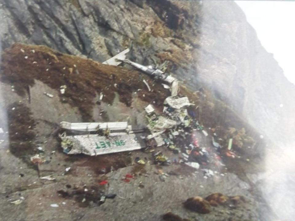 The aerial image shared by the Nepalese army shows the wreckage of the Tara Air flight (Nepal Army)