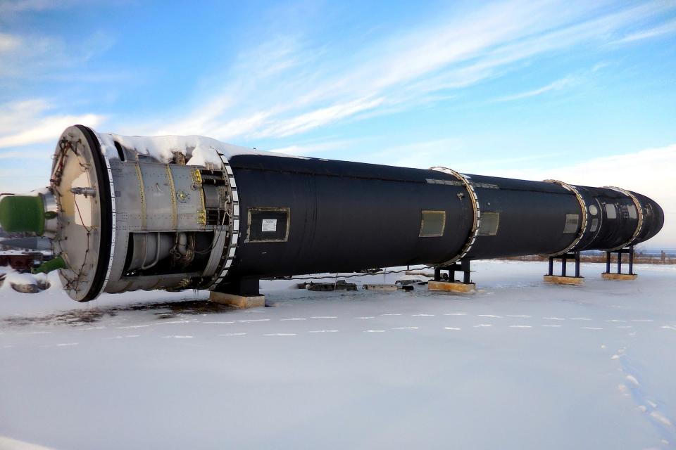 A Satan missile at the former Soviet base in Pervomaysk (Washington Post)