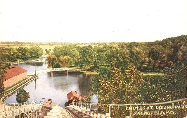 The Shoot the Chutes was an amusement park ride at Doling Park in the early 20th century. The ride ran down the western slop of the park into the lake. A flat-bottom, wooden boat was pulled up the chute and then released down into the water.