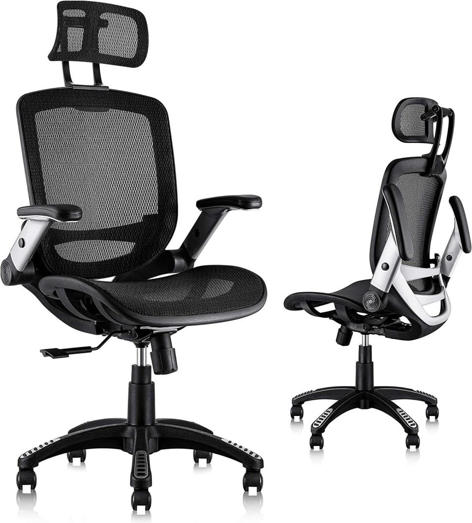 <div><p>"Set up your workspace with ergonomics in mind to minimize pain and discomfort, which adds to depressed mood," Kase said. "This means that you have a chair that fits you well so that your feet are flat on the ground."This ergonomic mesh office chair has an adjustable headrest, flip-up arms, lumbar support and <a href="https://www.amazon.com/Gabrylly-Ergonomic-Mesh-Office-Chair/dp/B07Y8BXBX8/" rel="nofollow noopener" target="_blank" data-ylk="slk:thousands of positive reviews;elm:context_link;itc:0;sec:content-canvas" class="link ">thousands of positive reviews</a>.</p><p><i>You can buy the <a href="https://www.amazon.com/Gabrylly-Ergonomic-Mesh-Office-Chair/dp/B07Y8BXBX8" rel="nofollow noopener" target="_blank" data-ylk="slk:ergonomic mesh office chair;elm:context_link;itc:0;sec:content-canvas" class="link ">ergonomic mesh office chair</a> from Amazon for around $216. </i></p></div><span> Amazon</span>