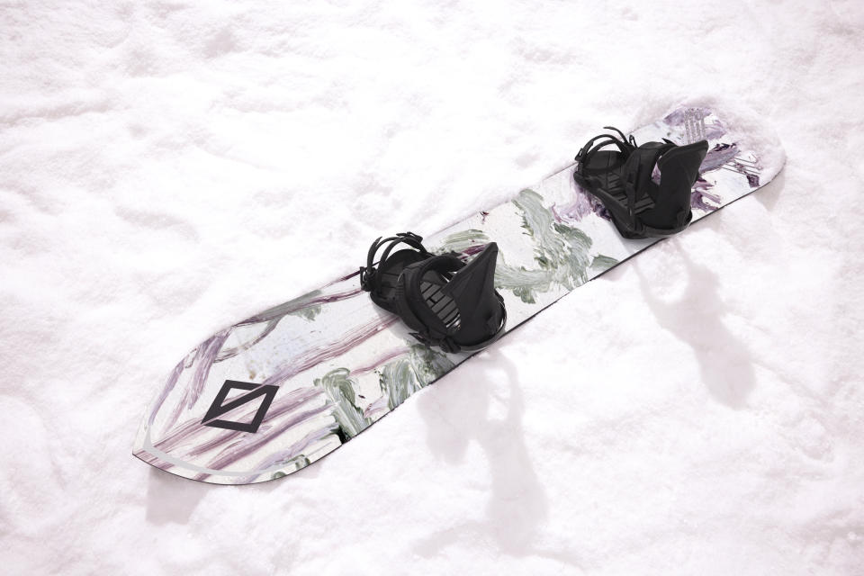 The snowboard designed by Dior with artist Peter Doig