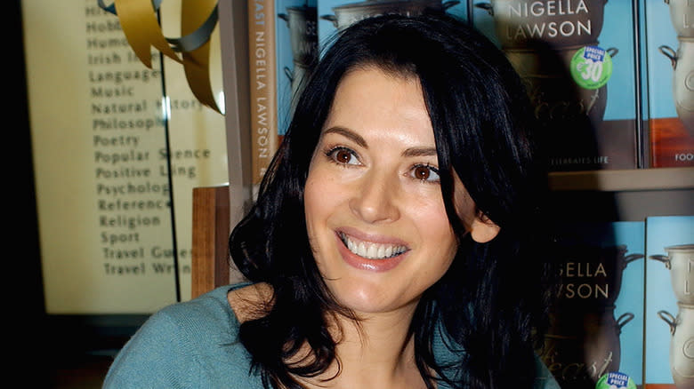 Nigella Lawson smiling at book launch