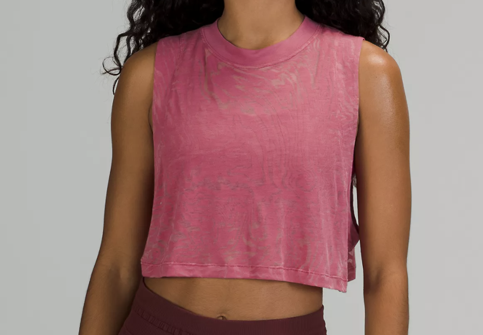 Girl wearing pink tank.