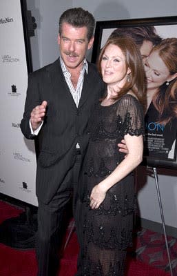 Pierce Brosnan and Julianne Moore at the New York premiere of New Line's Laws of Attraction