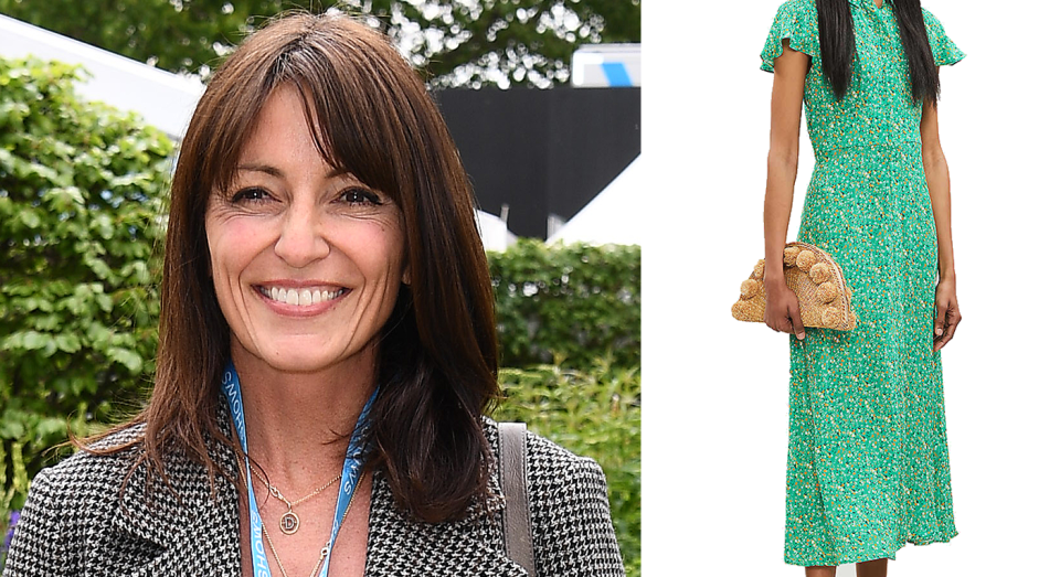 Davina McCall stunned in a Whistles dress that is still available to buy now [Photo: Getty Images/ Selfridges]