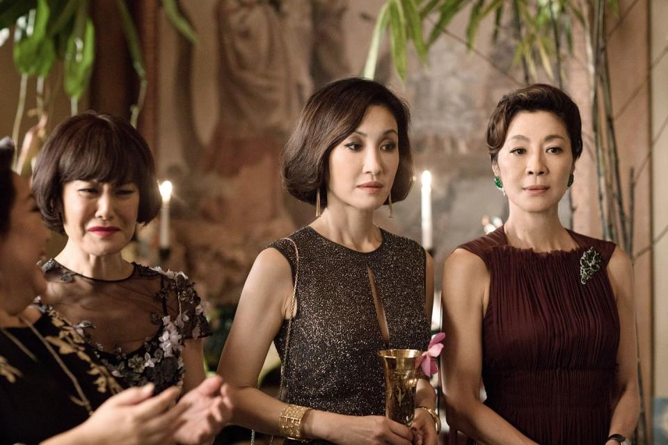 from left janice koh, amy cheng, michelle yeoh in crazy rich asians