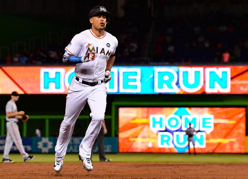 Outfielder Giancarlo Stanton is not a man you trade. (Getty Images)