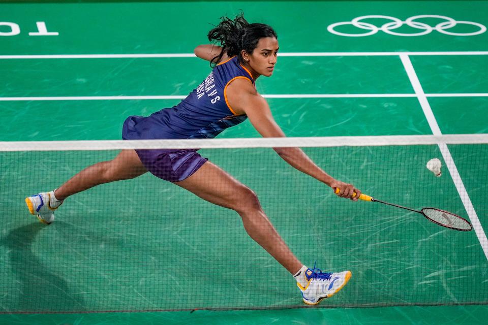 <div class="paragraphs"><p>Tokyo: India's Pusarla V Sindhu competes against Ksenia Polikarpova during their women's singles badminton match at the 2020 Summer Olympics, on Sunday, 25 July 2021, in Tokyo, Japan. </p></div>