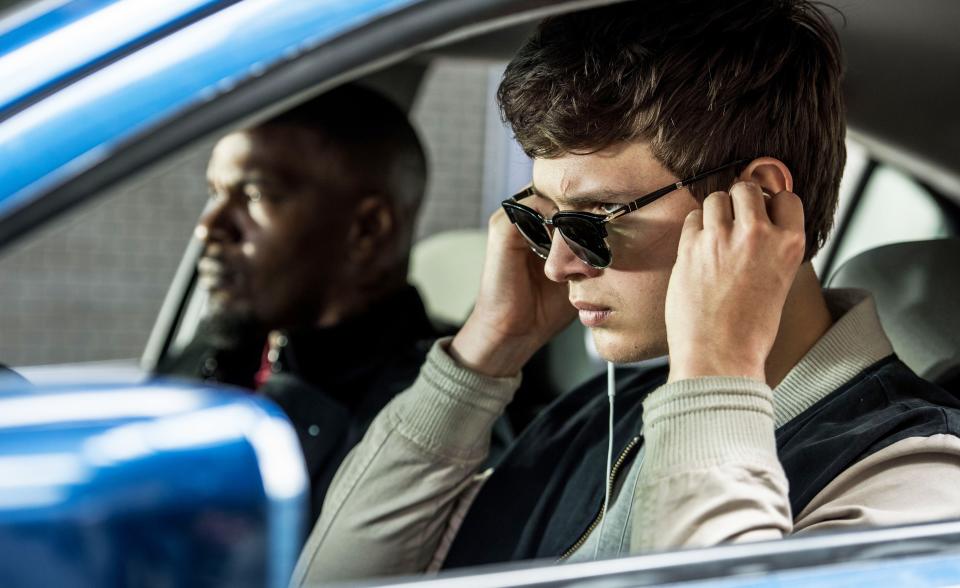 Jamie Foxx and Ansel Elgort in Baby Driver, 2017.