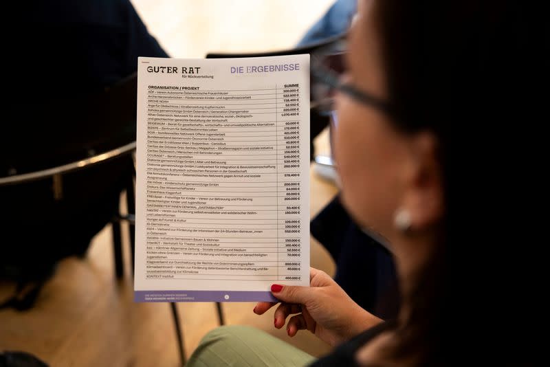 Organisation "Guter Rat" tasked with giving away 25 million euros of 31-year-old heiress Marlene Engelhorn's fortune, holds a press conference in Vienna