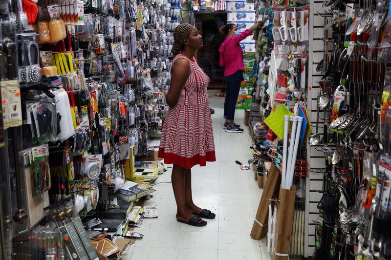 People shop at a 99 Cents retail store in the Bronx borough of New York City