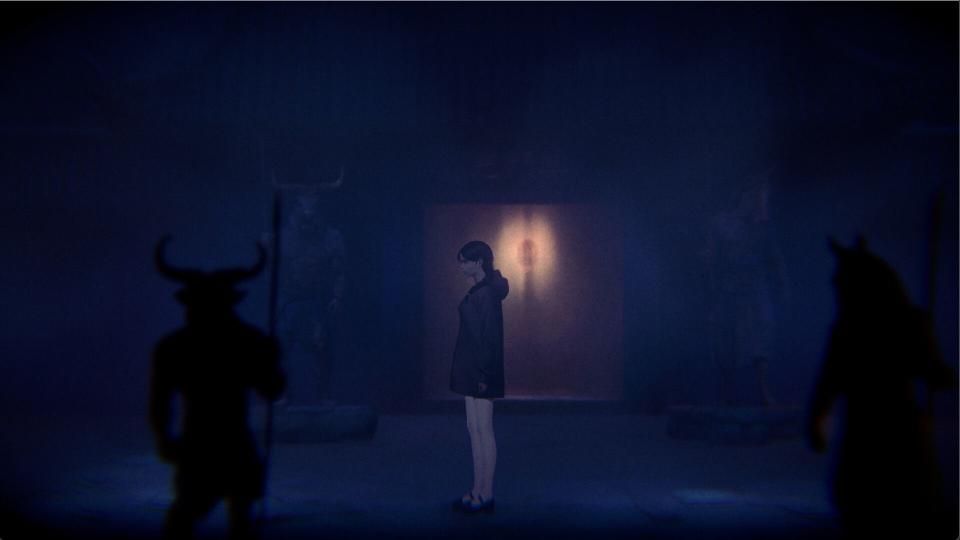 The protagonist surrounded by shadowy figures in To the Grave