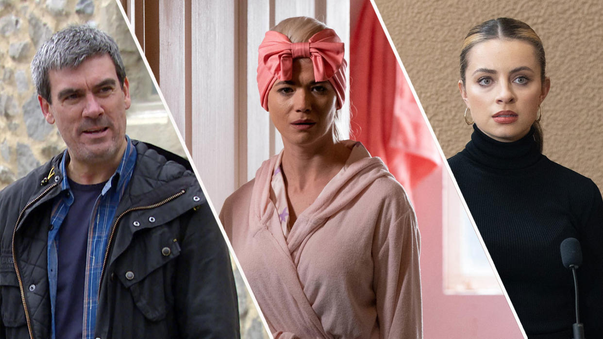 Jeff Hordley as Cain Dingle in Emmerdale (ITV), Danielle Harold as Lola Pearce in EastEnders (BBC) and Charlotte Jordan as Daisy Midgeley in Coronation Street (ITV)
