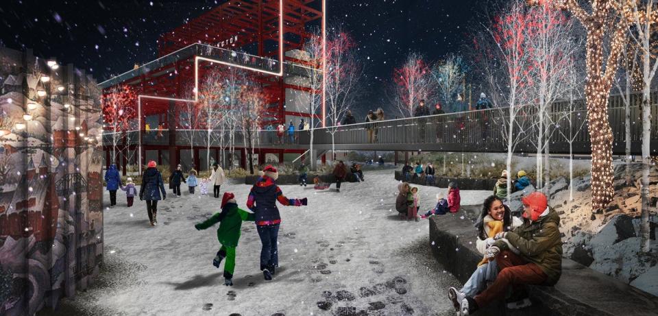 Artist's rendering of a holiday scene at the Moran Frame after Phase 2 improvements are complete.